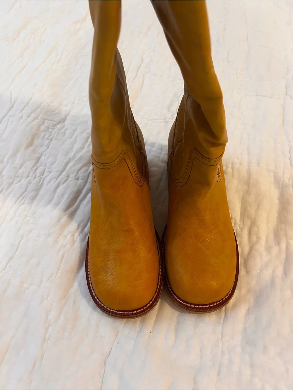 Women’s Tall Yellow Leather Boots